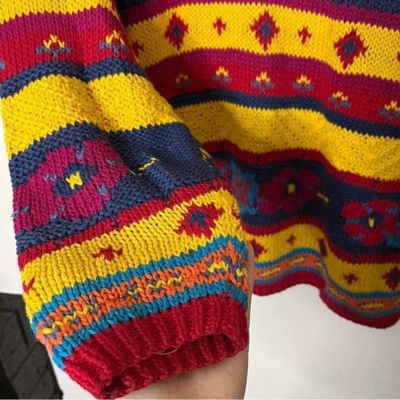 Vintage Cotton Ramie colourful knit oversized sweater - Picture 6 of 7
